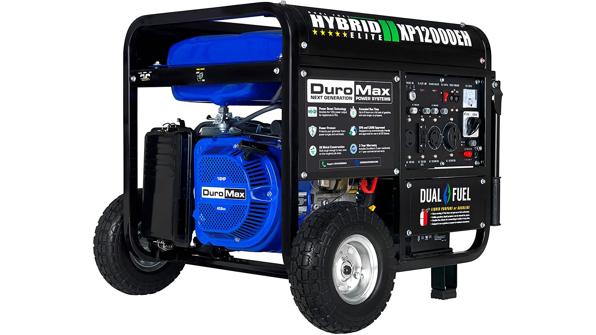 DuroMax XP12000EH Review: Dual Fuel Beast With Flat Wheels
