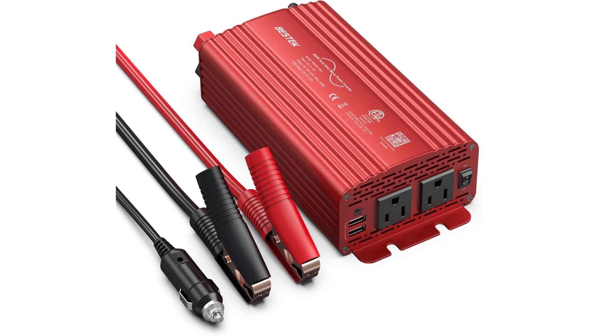 BESTEK 500W Pure Sine Wave Inverter Red
